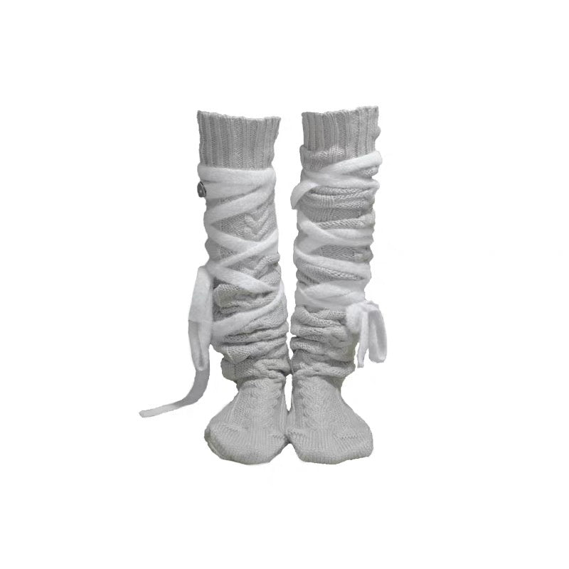 Tie-Up Wool Scrunch Socks
