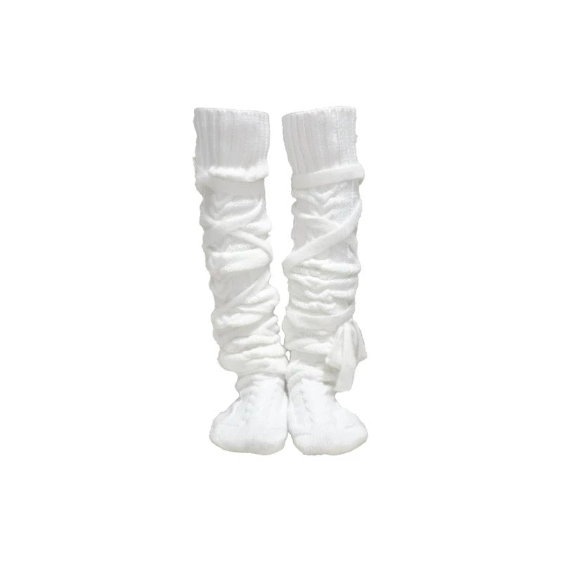 Tie-Up Wool Scrunch Socks