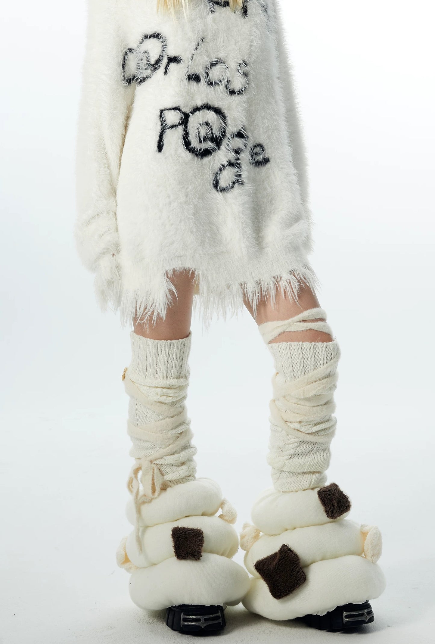 Tie-Up Wool Scrunch Socks