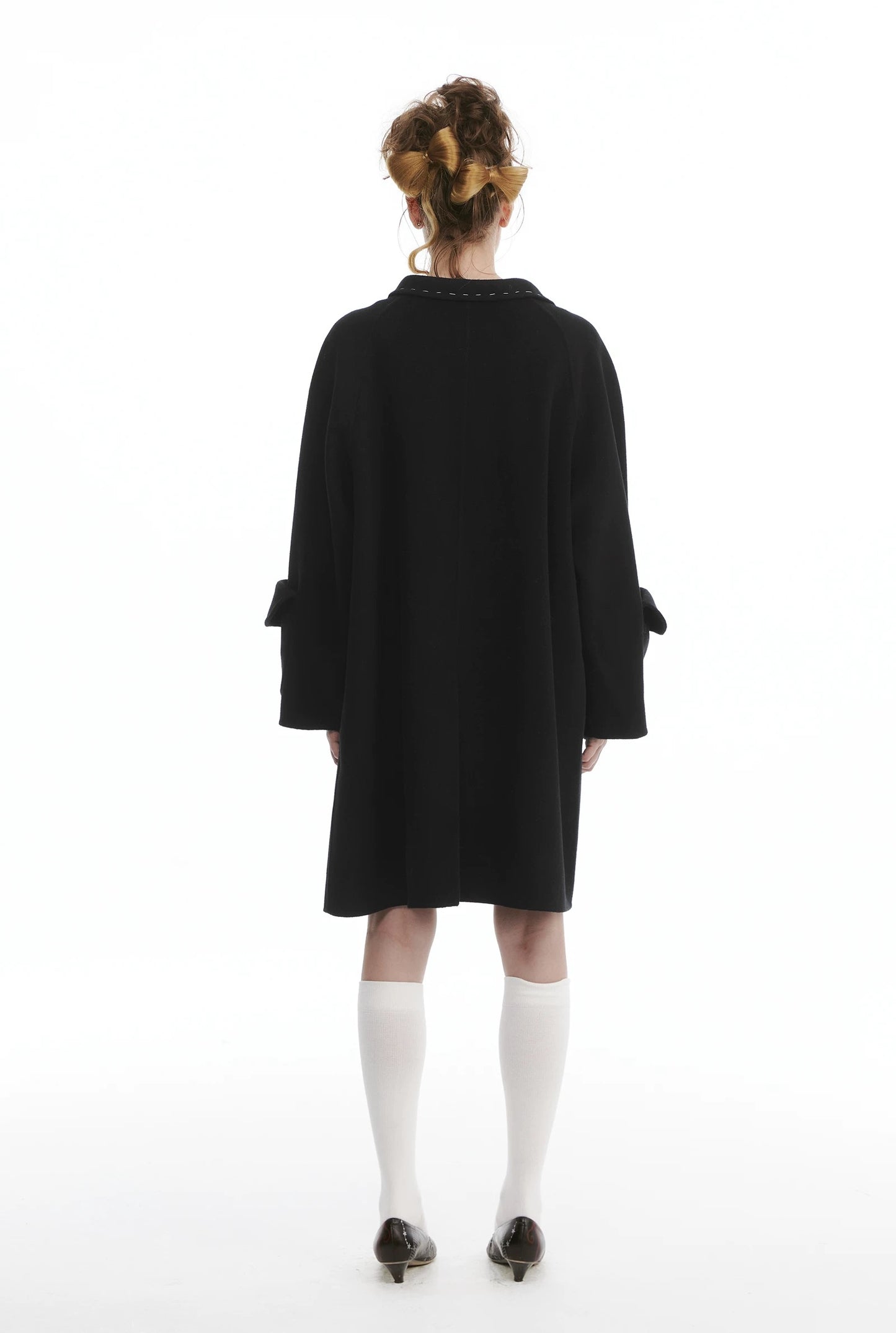 Handcrafted Wool Oversized Coat with Shell Buttons