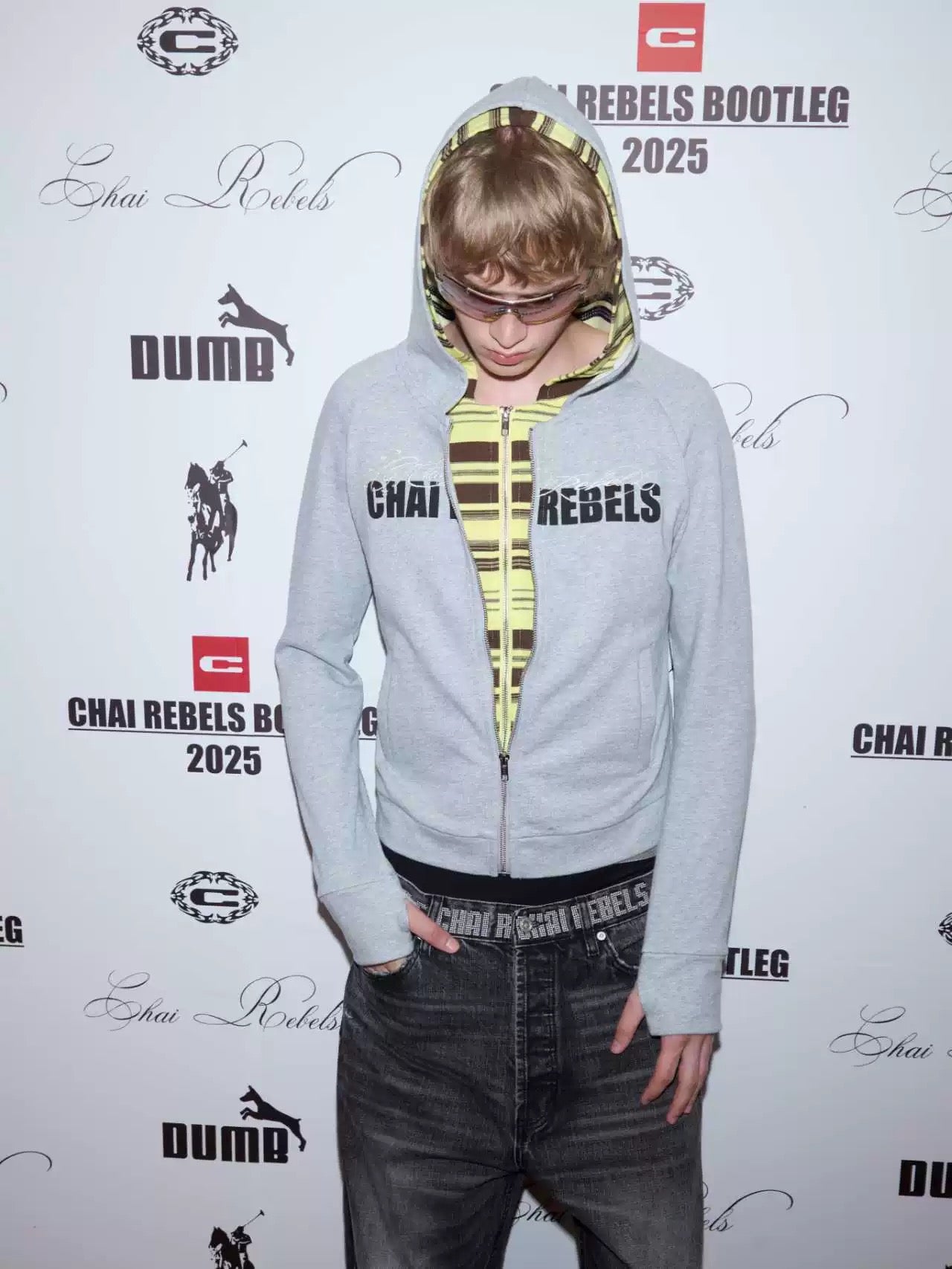 Star Embroidery Contrast Stripe Zip-Up Hoodie