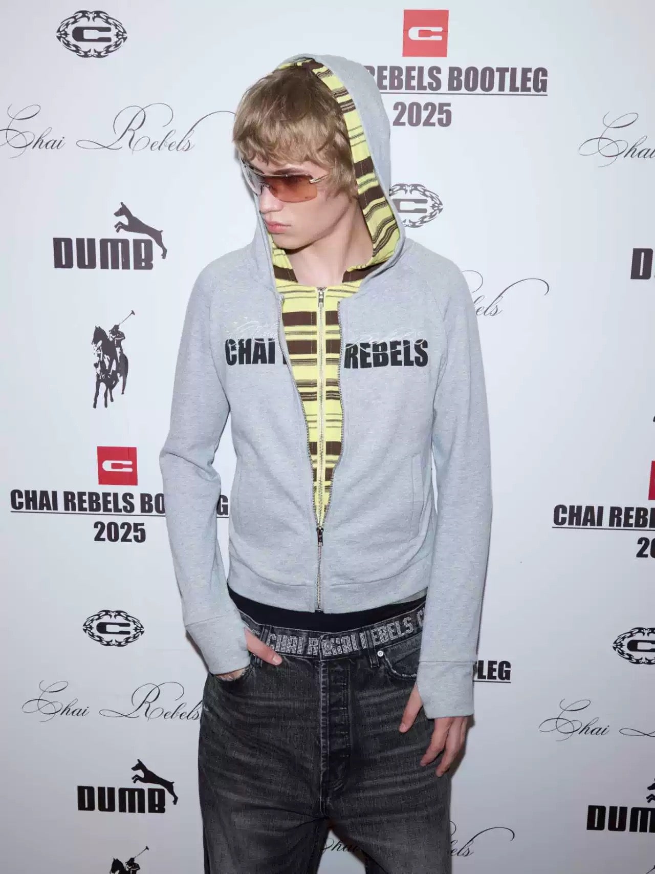 Star Embroidery Contrast Stripe Zip-Up Hoodie