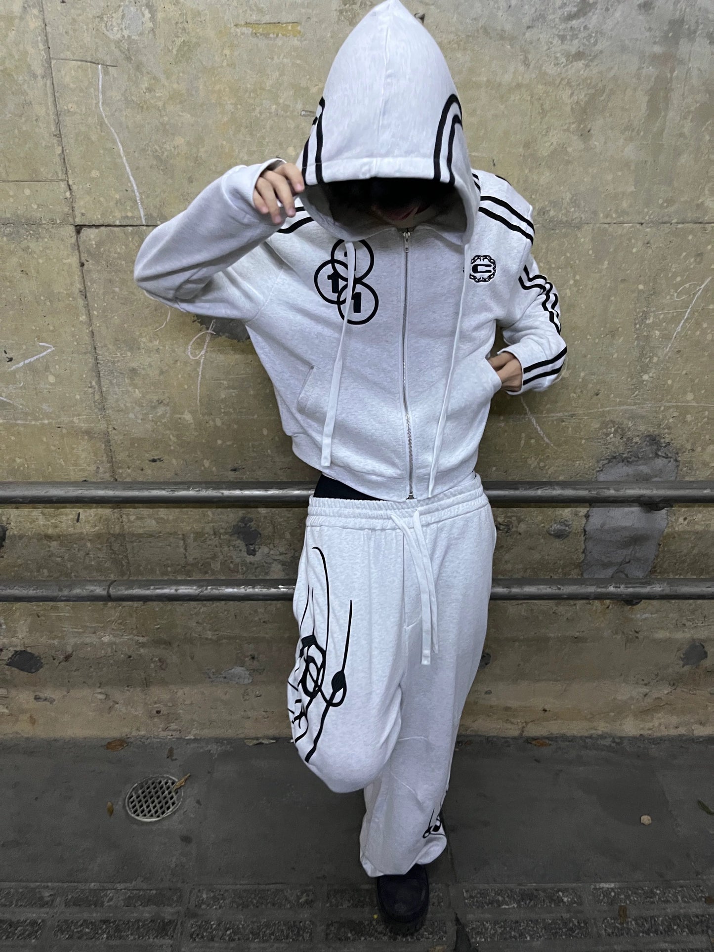 Cropped Patchwork Embroidery Streetwear Hoodie