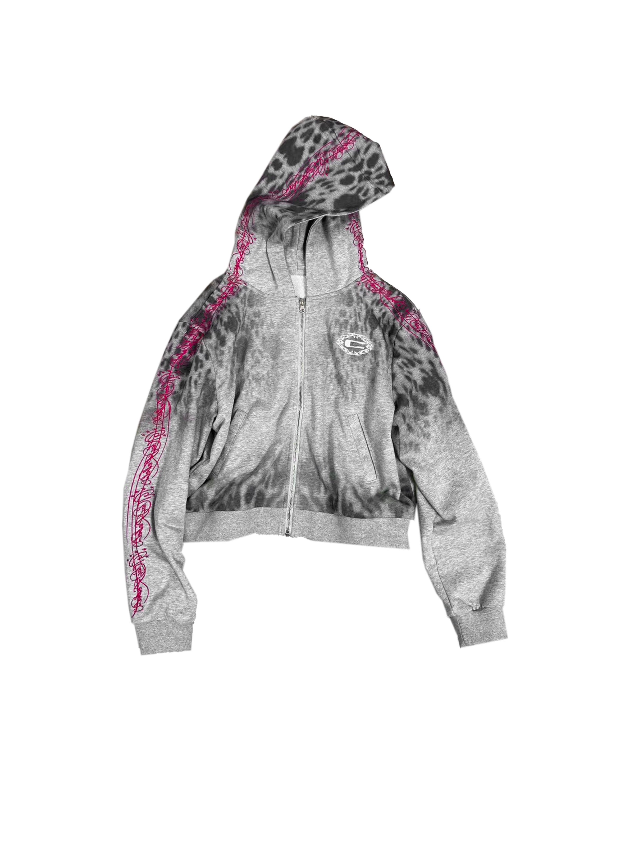 C Logo Leopard Print Star Embroidery Jacket