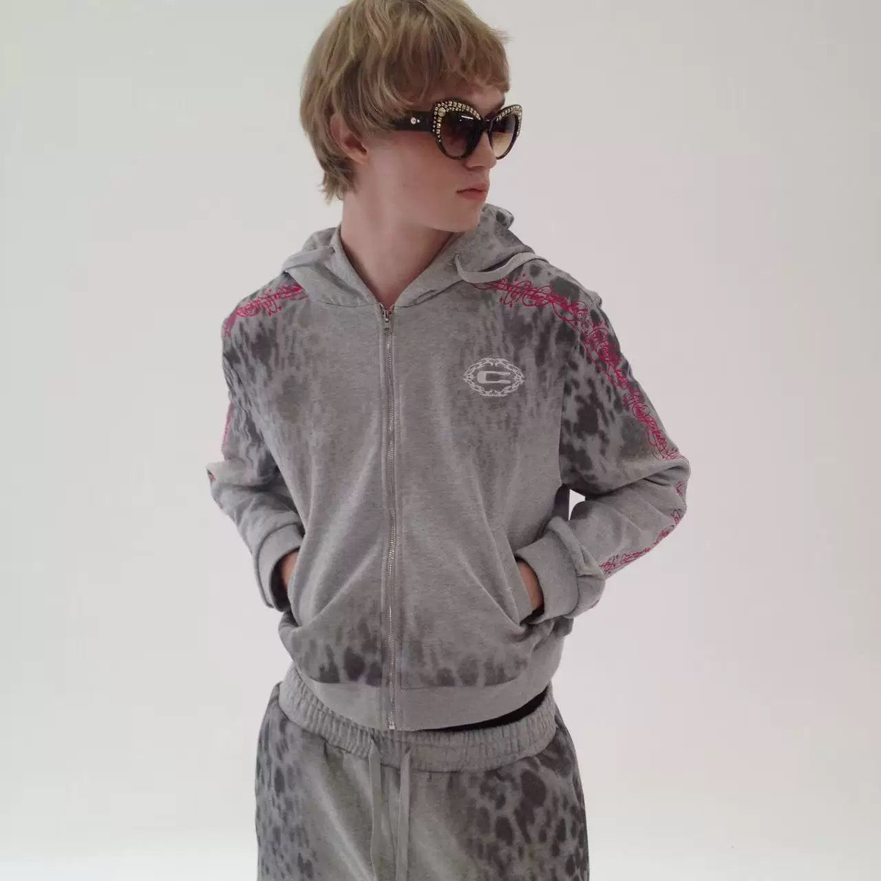 Cロゴ ヒョウ柄 スター刺繍 スウェットパンツ