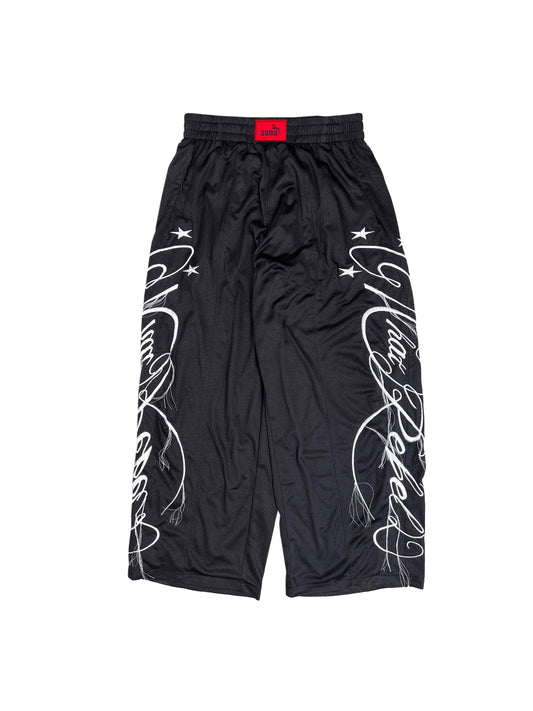 Multi-Panel Fringe Embroidery Mesh Track Pants