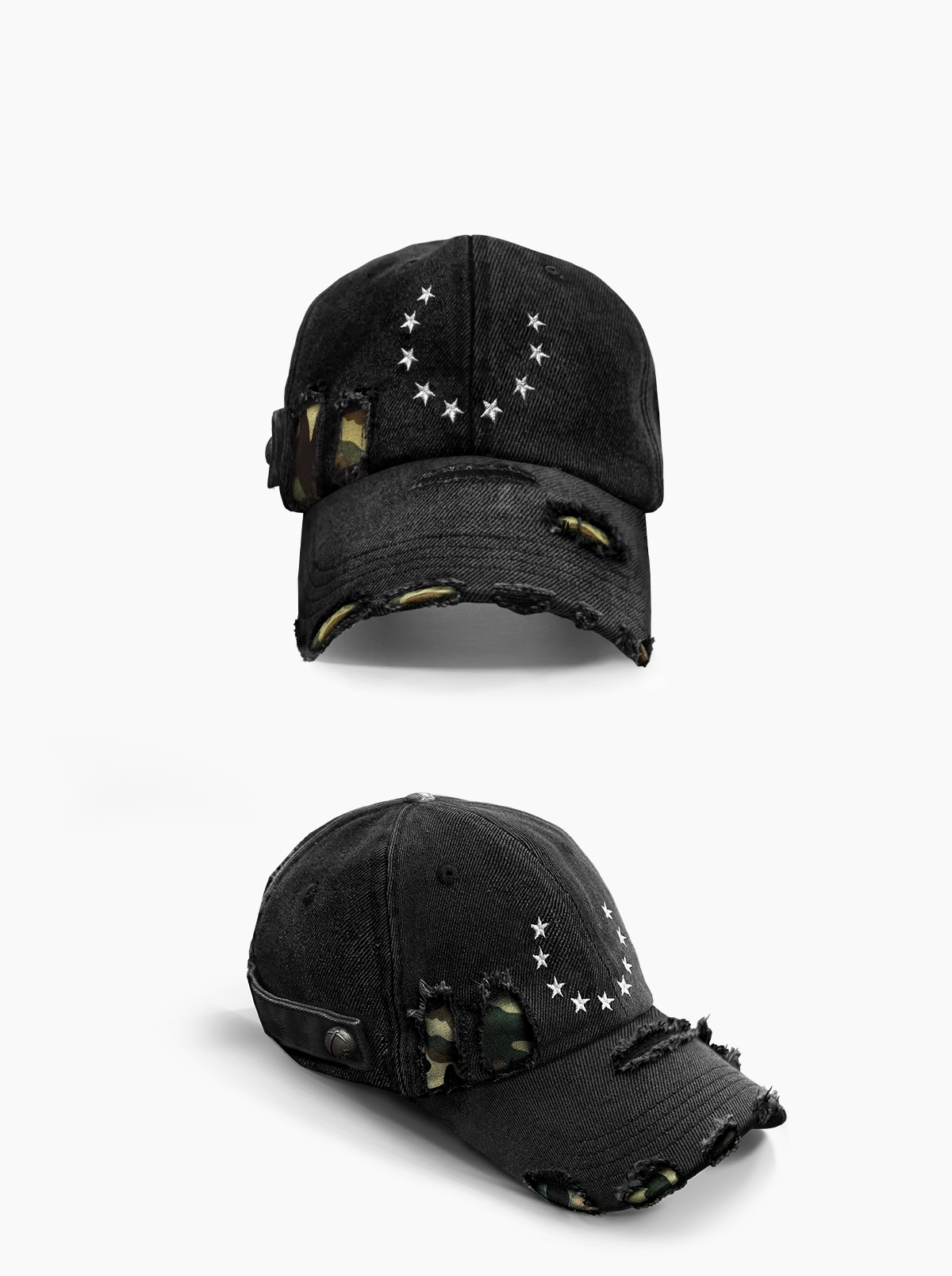 Ninestar Washed Vintage Blue Black Camo Cap