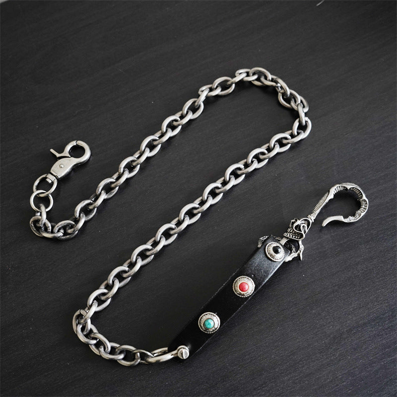 Turquoise Pattern Metal Skull Waist Chain